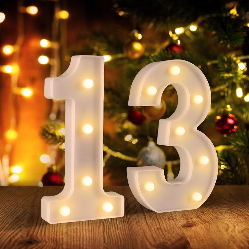Funsky 13th Birthday Decorations for Girls Boys,13th Birthday Party Decorations for Centerpieces Table,Light Up Numbers 13 Sign for Party Backdrop Wall Decor for 13 Wedding Anniversary Decoration - Image 1